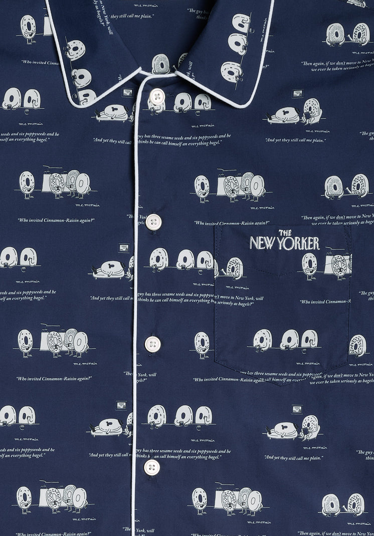 Sleepy Jones x The New Yorker – The Henry Pajama Set in Dozin' Bagels Navy
